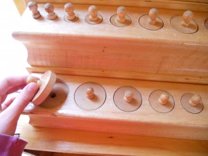 Montessori material to learn width, height and depth, this is a short and wide one