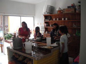 heating up lunch, in a real stove, in a real kitchen, a real meal more than a lunch