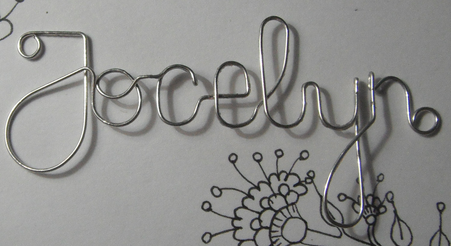 silver plated reusable wire tag of the name Jocelyn